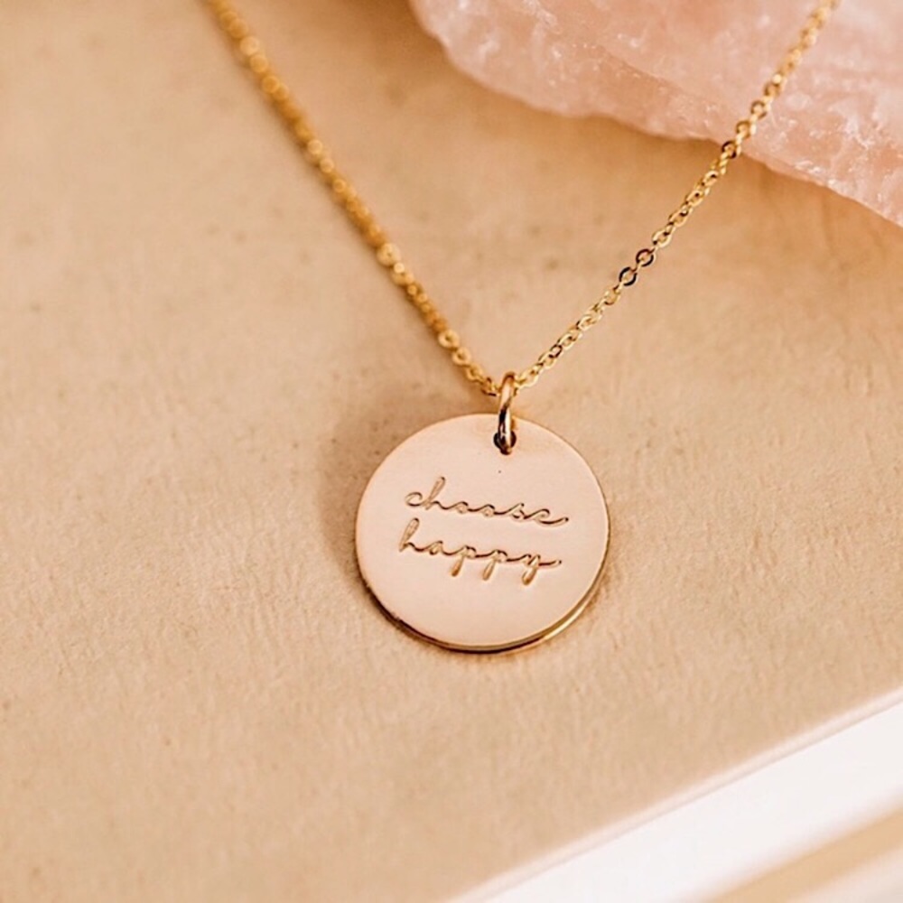 Choose Happy Mantra Meditative Mini Charm Necklace